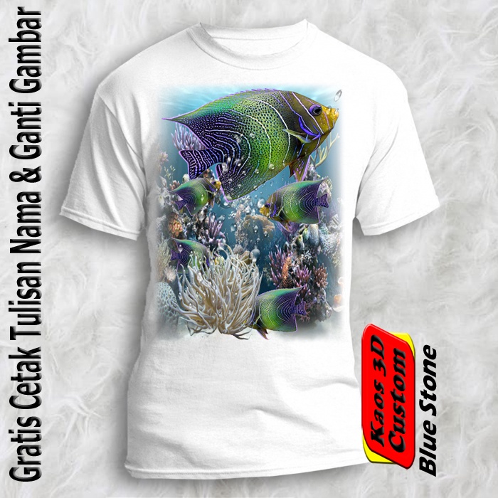 Kaos Gambar Ikan hias Laut Blue Stone