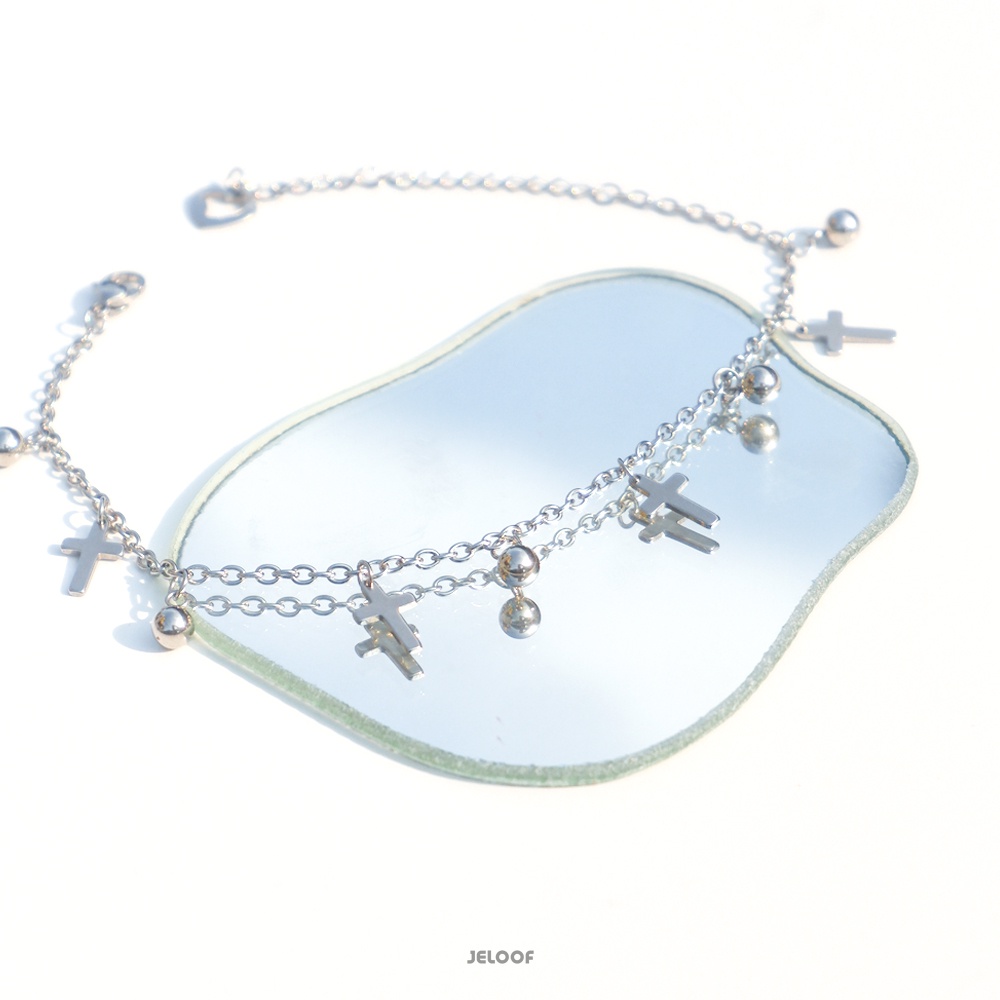 Jeloof Gelang Salib Sharon | Titanium Steel  | Sharon Bracelet Gelang Wanita