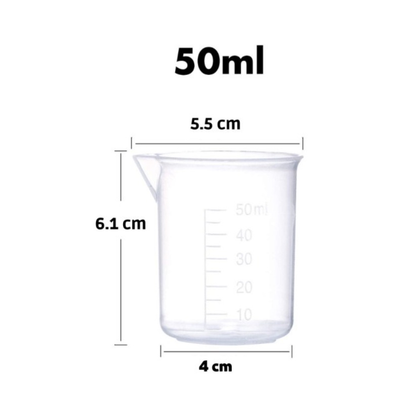 Beaker Measuring Cup Plastik Gelas Takar Lab Gelas Ukur Cairan Kimia - 50ML