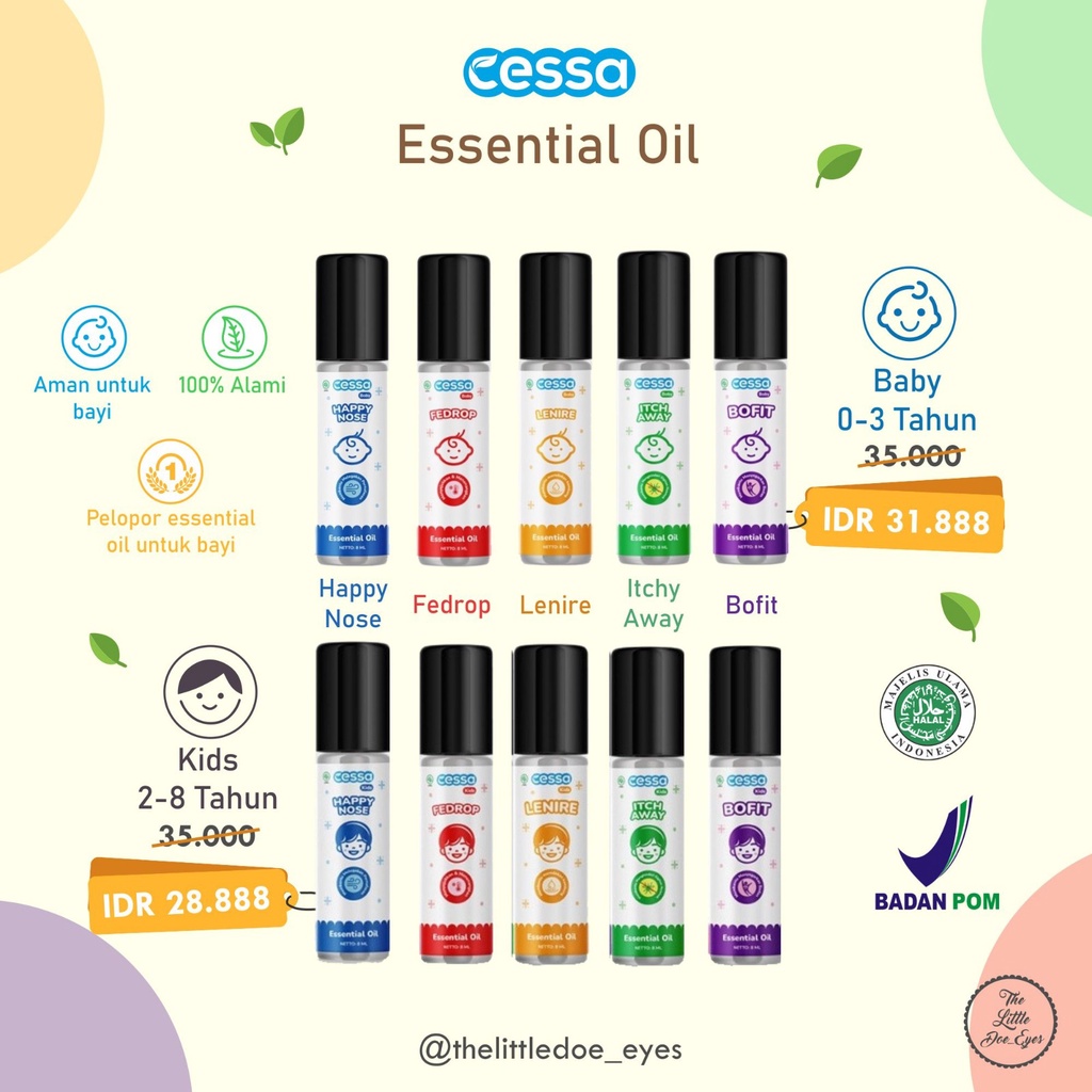 Cessa Baby and Kids  Essential Oil Lenire / Iboost / Fever Drop / Cold &amp; Flu / Bugs Away (Cessa Kids)