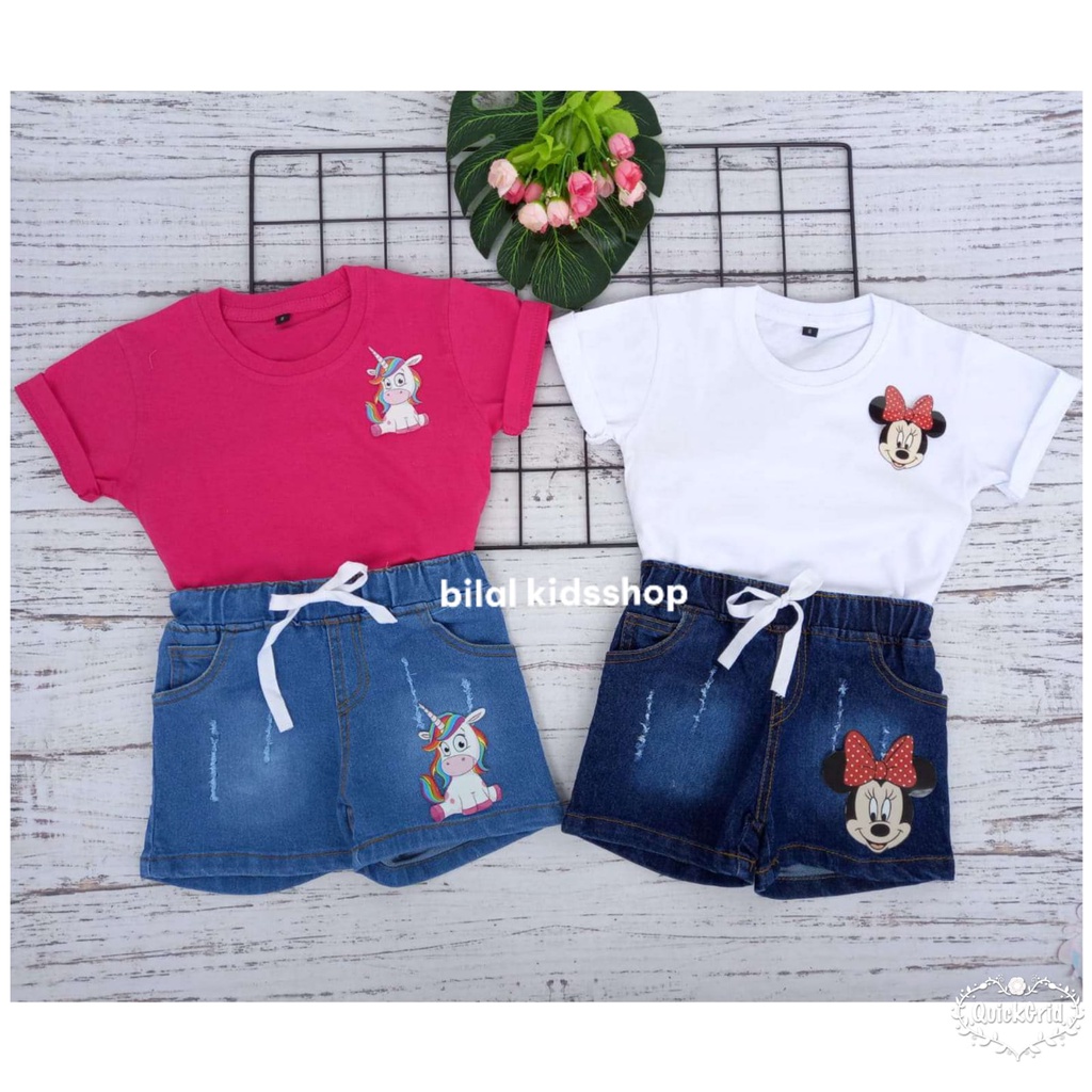 STELAN HOTPANTS ANAK / ONESET ANAK / STELAN MOTIF UNICORN ( HARGA SATUAN )