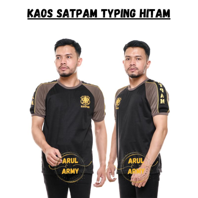 Baju kaos satpam security dalaman lapangan kombinasi paiping seragam keamanan coklat polri terbaru