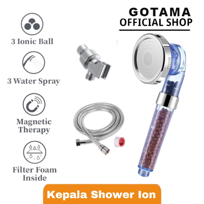 Gotama Kepala Super Shower ION Spa Health Crystal Biru - Head Super Filter Shower 3 in 1 Shower Putih Bola Bola