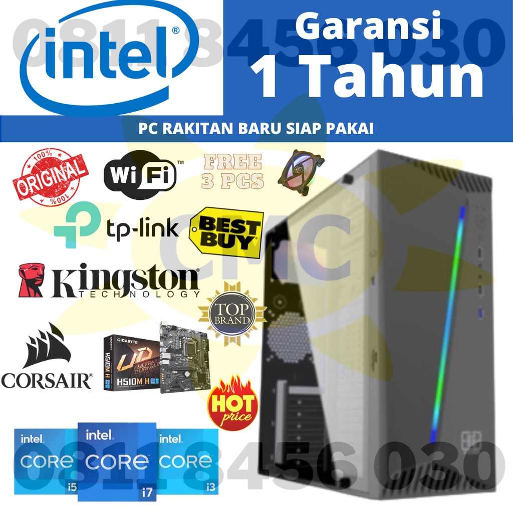 Komputer PC Rakitan 10TH Gen 8GB 500GB SSD Baru Siap Pakai