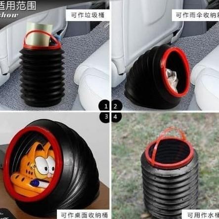 Tempat Sampah Mobil Bulat lipat Anti Air / Tong Sampah Portable Mini