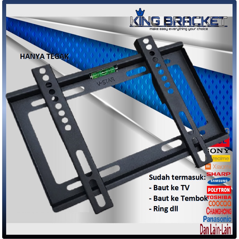 GARANSI COCOK!! BRACKET TV LED 17&quot; s/d 43&quot; Universal (Ada Waterpass) IMPORT QUALITY