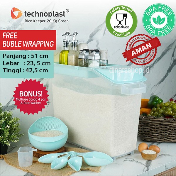 Kopuk Dispenser Tempat Beras Rice Box 20Kg Technoplast Plastik Tebal Bpafree