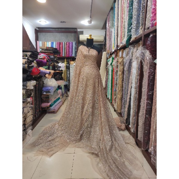 Kain Tile Sugar Candy Gradasi Ombre Cream - Gold