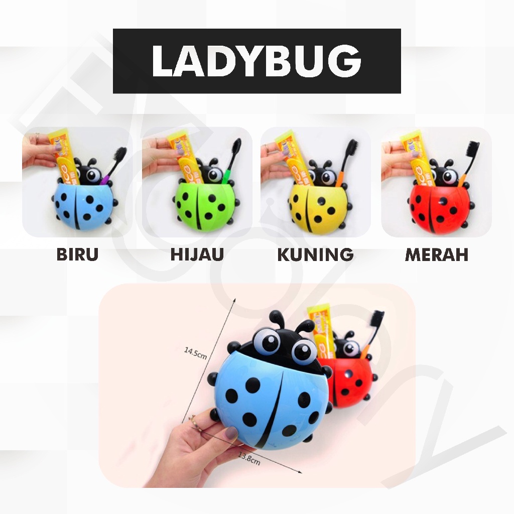 FYGALERY Tempat Sikat Gigi Dan Odol Lady Bug Bentuk Kumbang Toothbrush Holder Organizer Murah