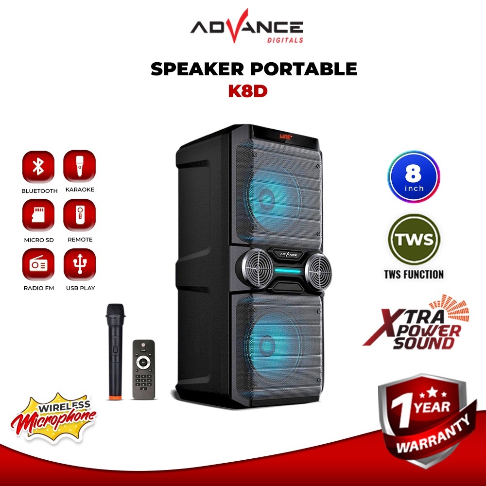 Advance K8D Speaker Bluetooth Karaoke Portable BONUS Mic Wireless