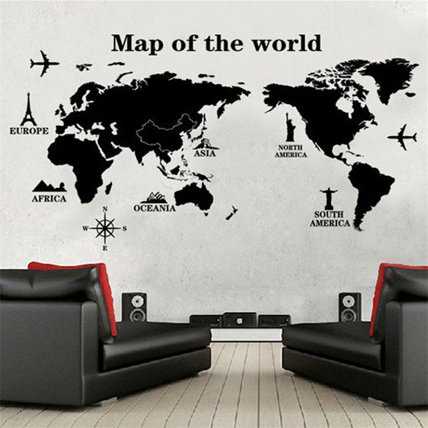 HIASAN DINDING STIKER MAP DUNIA WALLSTICKER 60X90 MAP OF THE WORLD PETA DUNIA WALL STICKER DINDING