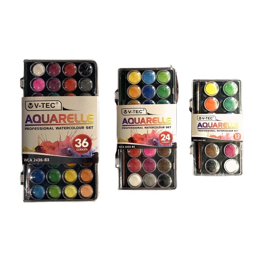 

V-TEC Aquarelle Watercolor Cake Set / Cat Air Aquarelle Set 12 24 36 Warna / V-TEC Watercolor