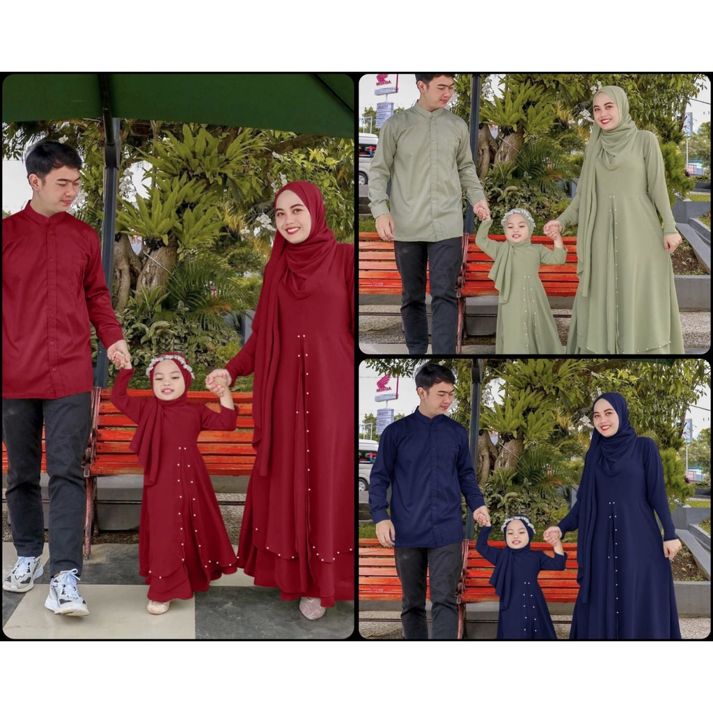 CP FAMILY ANNISA FASHION PAKAIAN PASANGAN AYAH, IBU DAN ANAK PEREMPUAN BAHAN WOLFIS KR