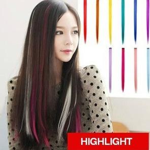 Hair Extension HLP HL WARNA POLOS clip on 55cm Hair Clip Warna Highlig