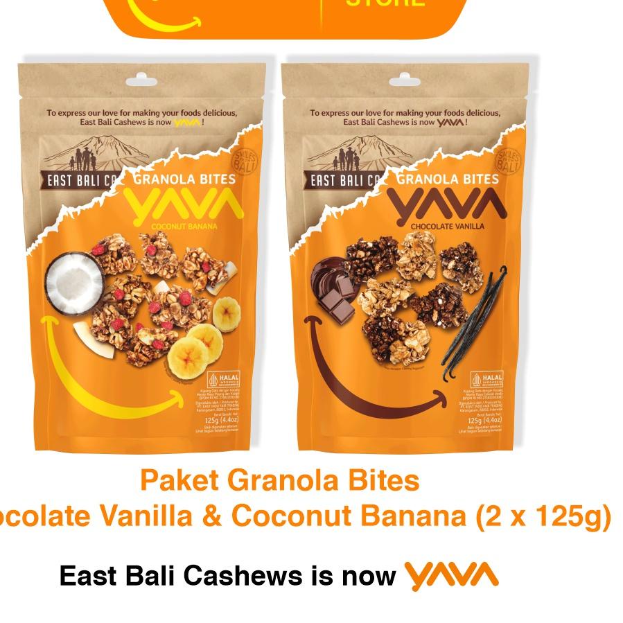 

☄ YAVA Paket Granola Bites Chocolate Vanilla & Coconut Banana (2 x 125g) ✩