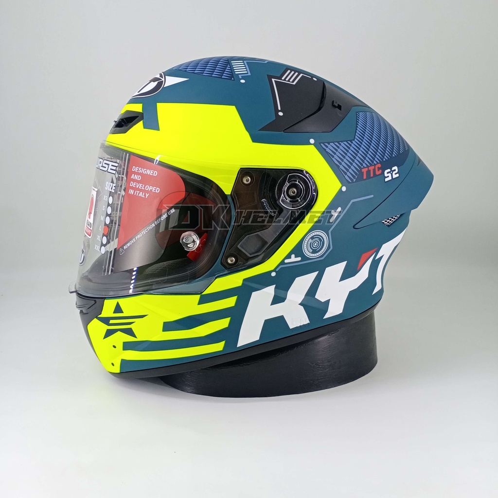 HELM FULL FACE KYT TT-COURSE TTC FUSELAGE MATT YELLOW MOTIF TERBARU 2023 KUNING HIJAU STABILO DOFF