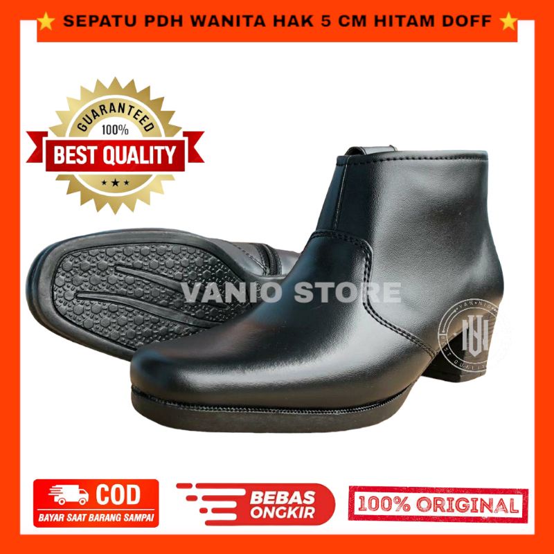 SEPATU PDH WANITA SEPATU PDH POLWAN SEPATU PDH SECWAN SEPATU PDH KOWAD SEPATU PDH SUS HITAM DOFF HAK 5CM BERKUALITAS