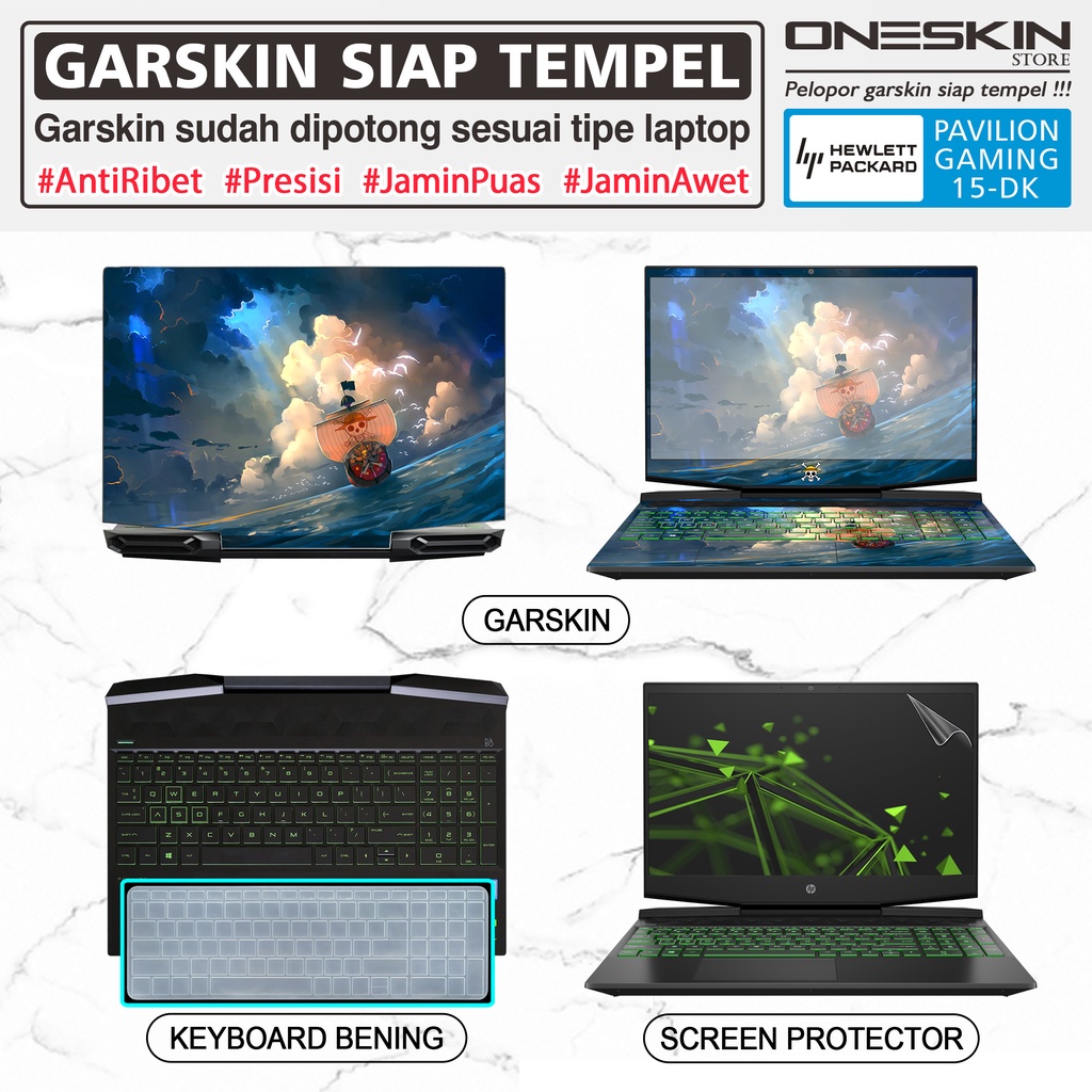 Garskin Sticker Laptop Pelindung Screen Keyboard Protector HP Pavilion Gaming 15-dk dk0042tx dk0043tx dk0253tx dk1041tx FullBody Silikon Glossy Doff