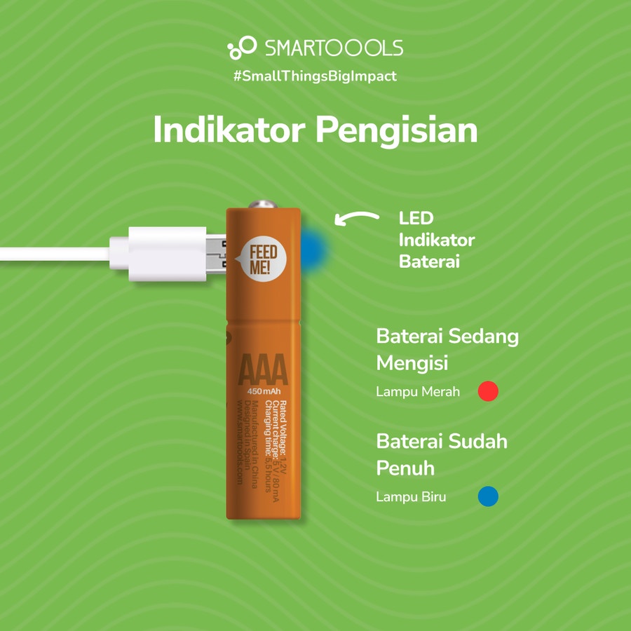 Microbatt Smartoools Baterai AAA Micro USB rechargeable