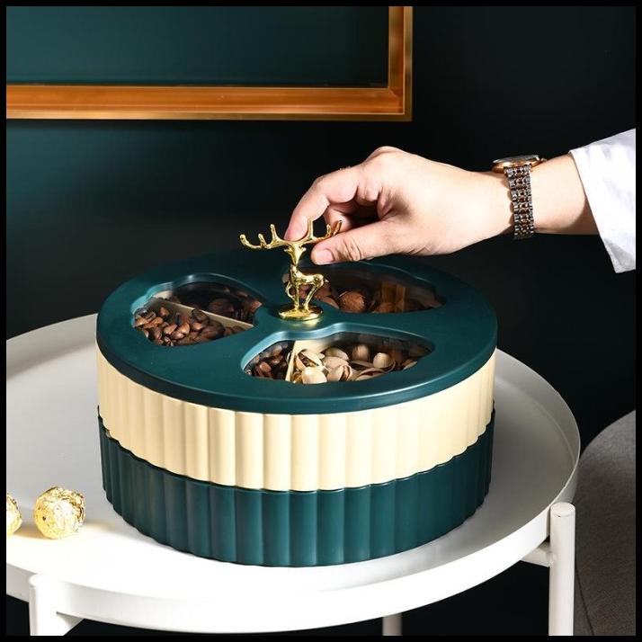 

Toples Rusa Fruit Tray 2 Susun / Toples Sekat Tiga / Tempat Kue Kering