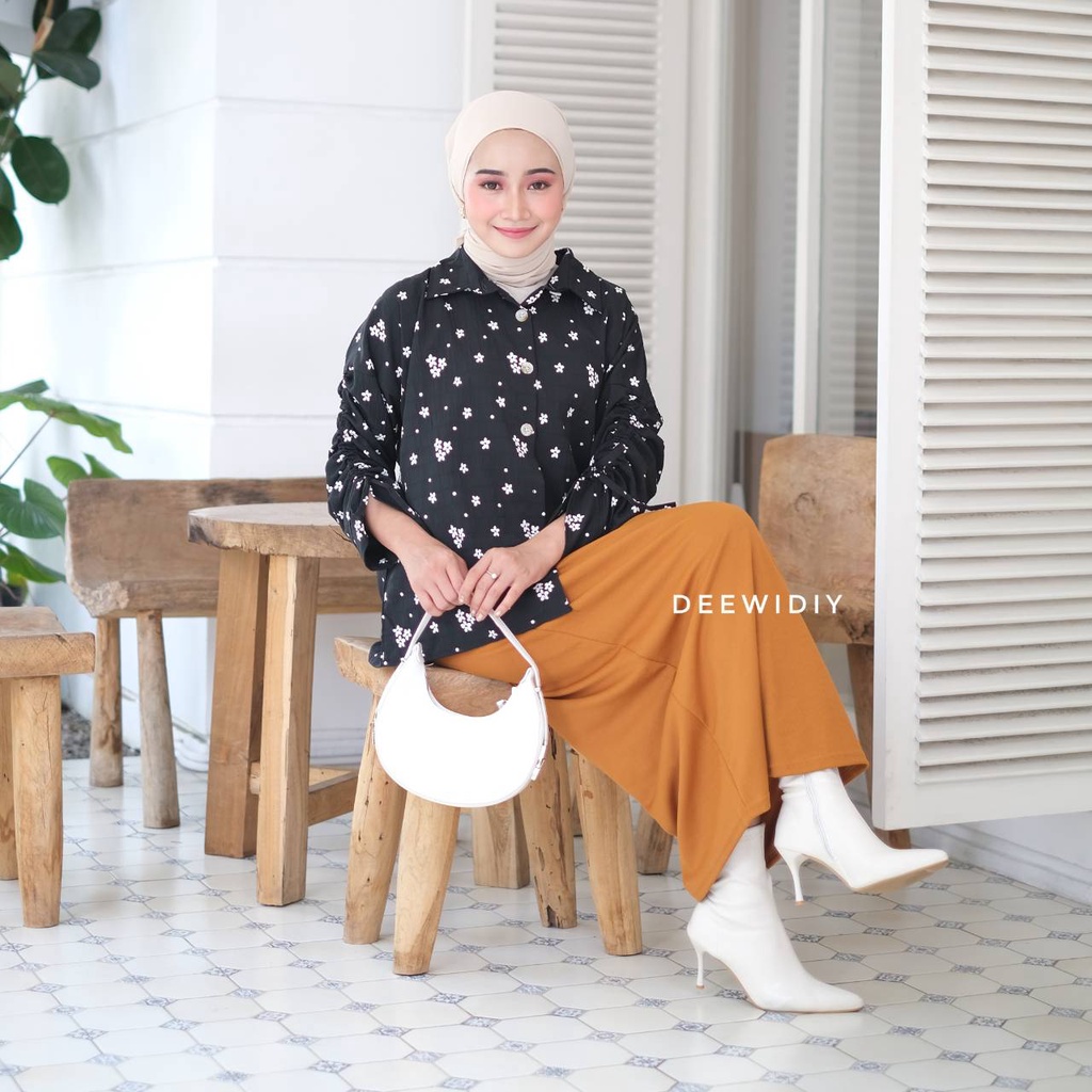 BLOUSE MOTIF BUNGA WANITA / KEMEJA KERJA WANITA / KEMEJA JUMBO WANITA / BAJU BUSUI / IVY BLOUSE DEEWIDIY