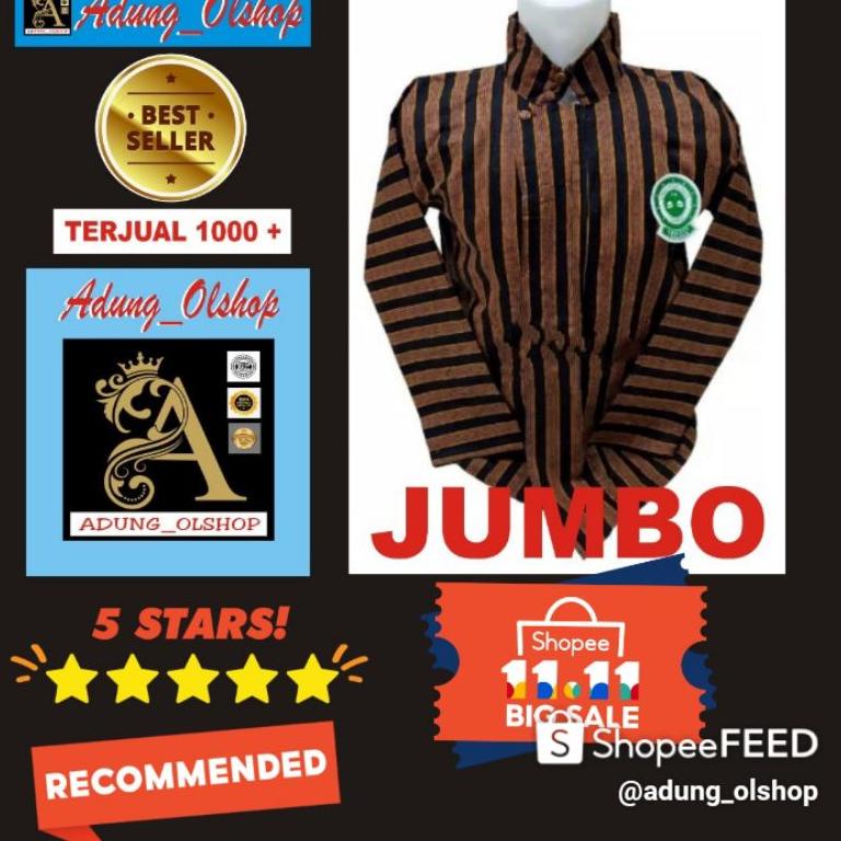 MURAH BANGET Surjan Lurik Jumbo Baju Adat Jawa Atasan Pria