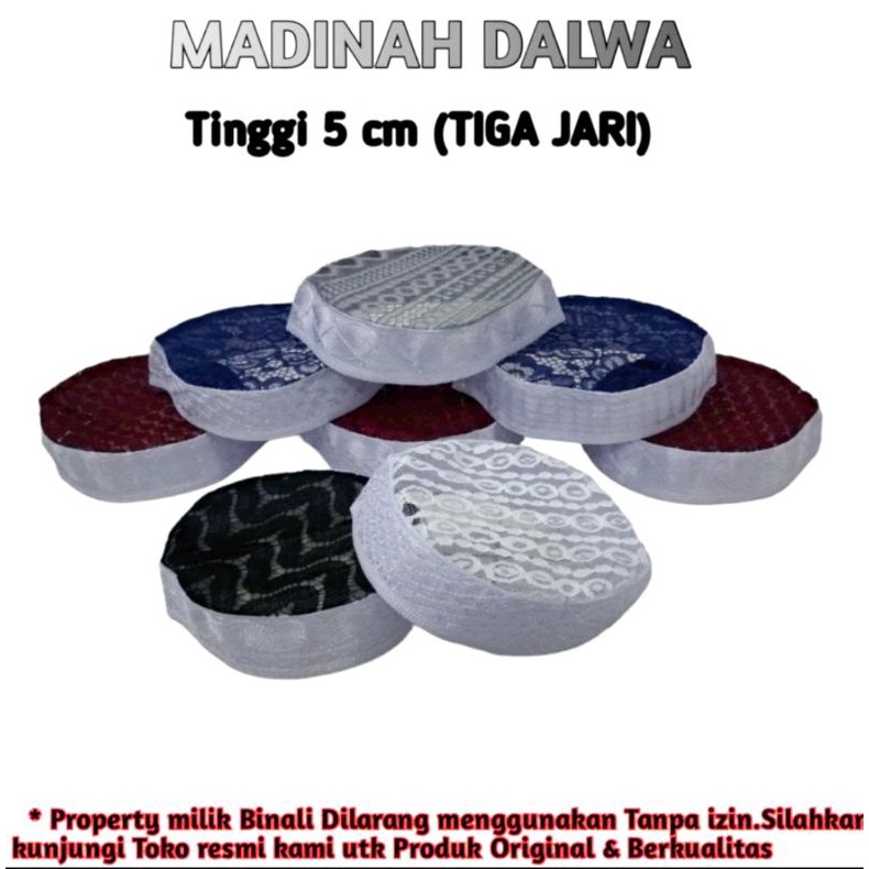 peci Kopiah Madinah Dalwa Tiga jari/Peci santri Tinggi 5 cm
