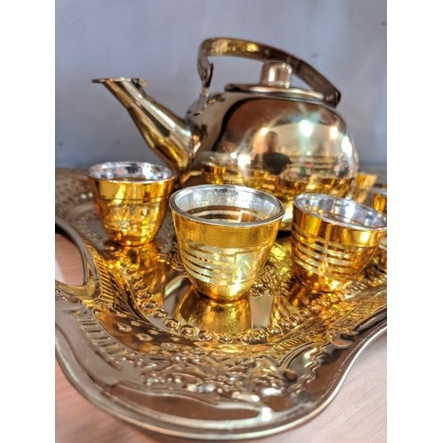 Best Seller Teko Arab 1Set Stainless Gold Ukuran 1Liter