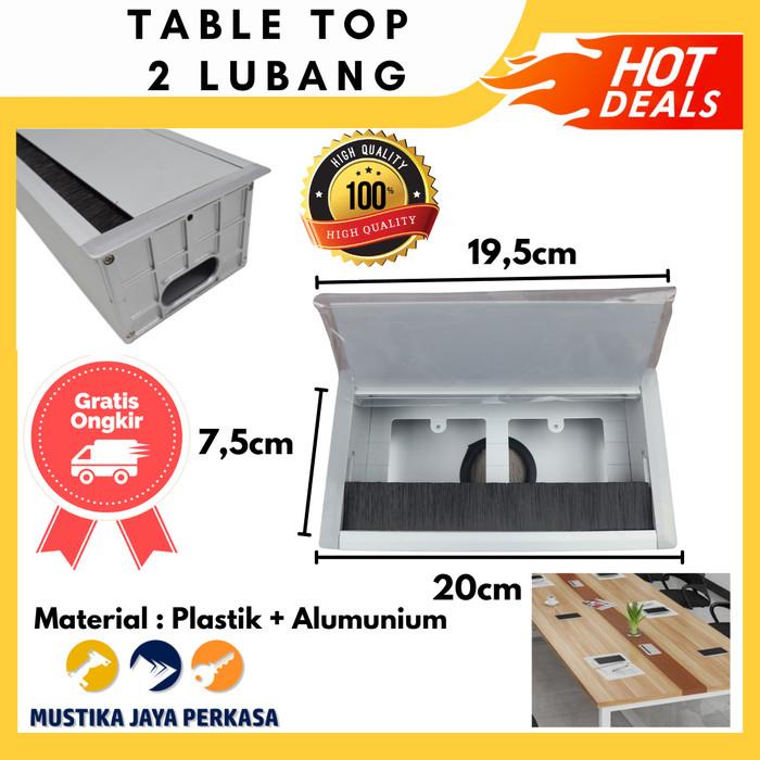 Terlaris Cable Organizer Tempat Kabel Meja Plastik Table Top 2 Lubang Colokan