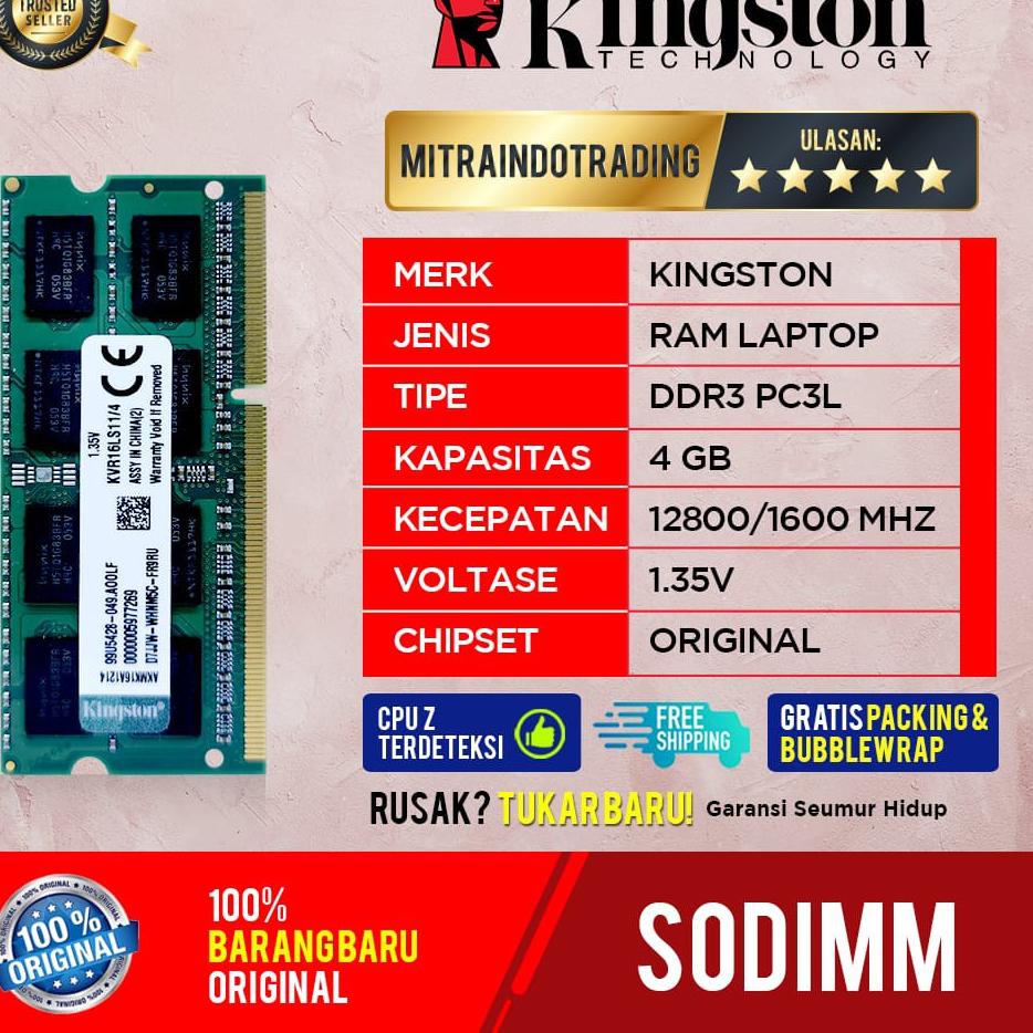 ○ RAM KINGSTON SODIMM DDR3L 4GB PC  ➬