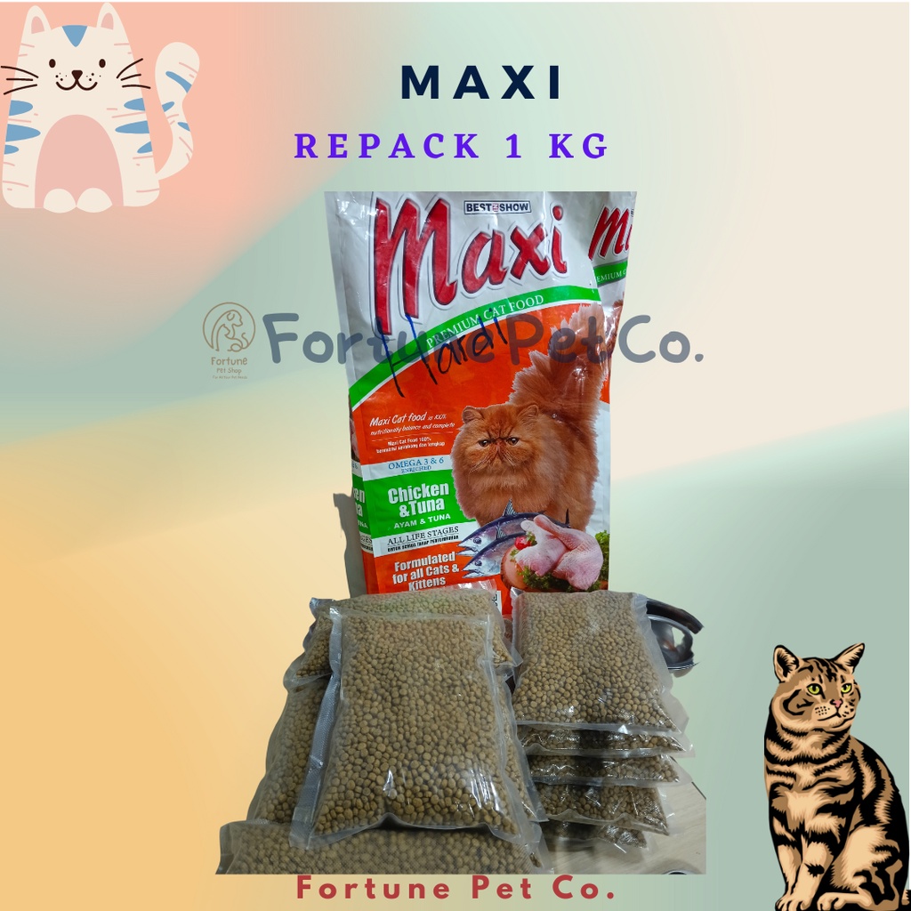 MAXI 1 KG REPACK - MAKANAN KUCING KERING -- DRY FOOD PELET KUCING 1 KG