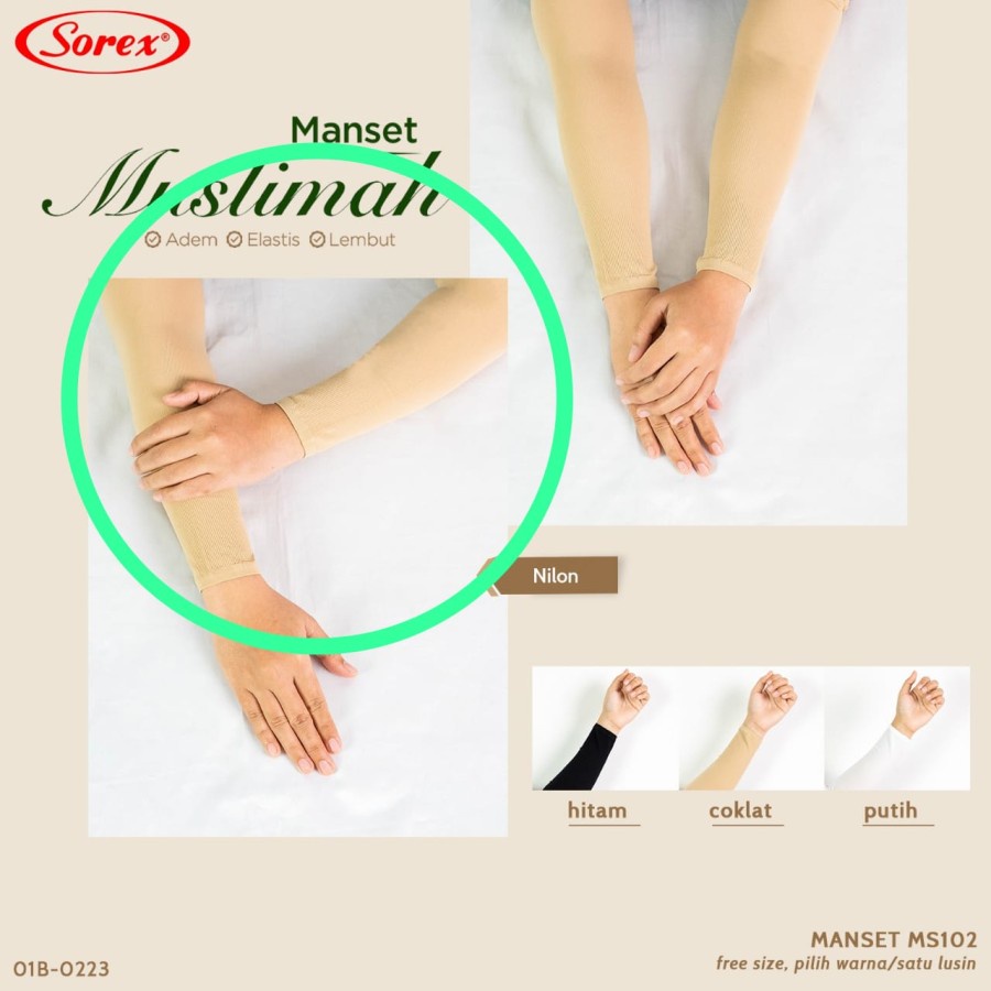 manset muslimah sorex m 101 102 adem lembut elastis