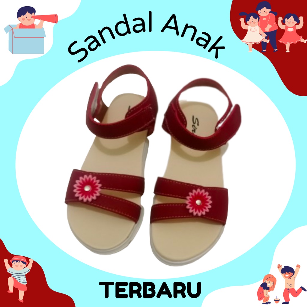 Sandal Anak motif Bunga Terbaru | Sandal Selop 5 Tahun