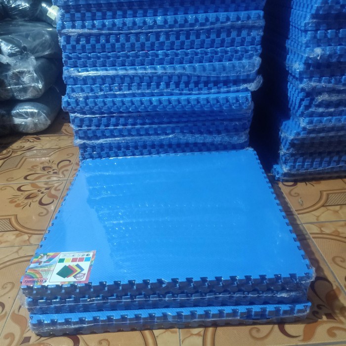 Puzzle Matras Puzzle 60X60 Alas Lantai Warna Biru