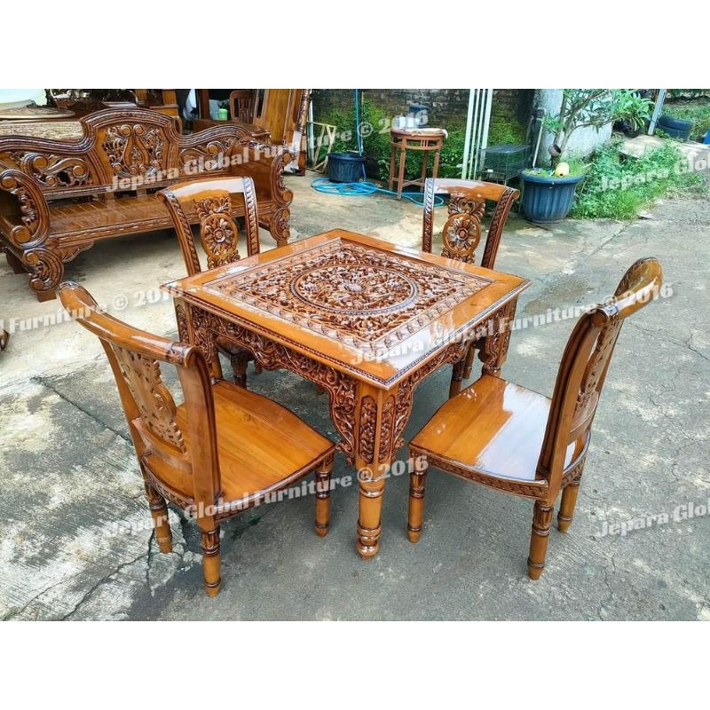 Kursi Makan Meja Makan ukir altar Jati new ( kursi makan ukir,meja makan jati,kursi murah )