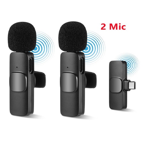 Microphone Wireless Double mic Type C Iphone Vivano MIC Clip On Vlog