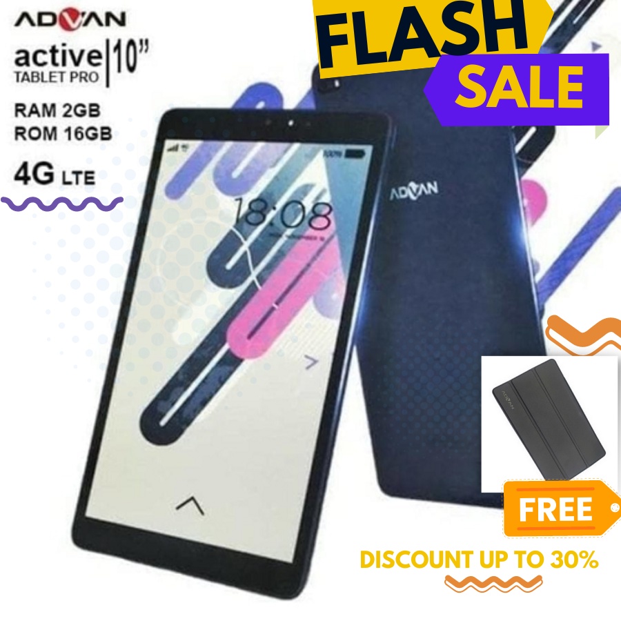 Advan Vandroid i10 Pro Active 10inc Android 7 Free Flip Cover Stylus Pen Headset Fullset Lengkap