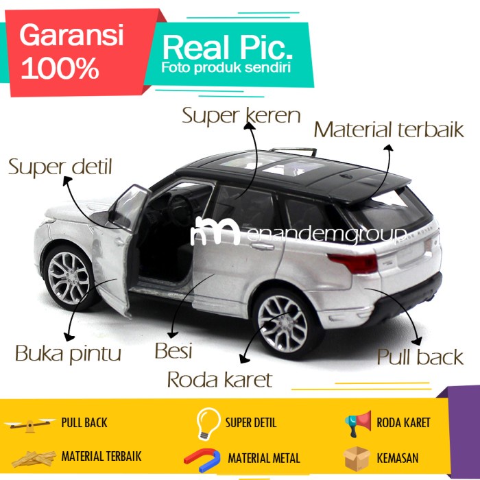 WELLY DIECAST MINIATUR MAINAN MOBIL RANGE ROVER SPORT METAL PULLBACK TERMURAH
