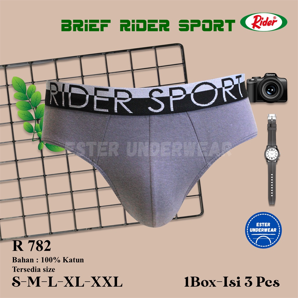 Celana Dalam Pria Rider Sport R 782 isi 3Pcs/Pack Bahan Katun