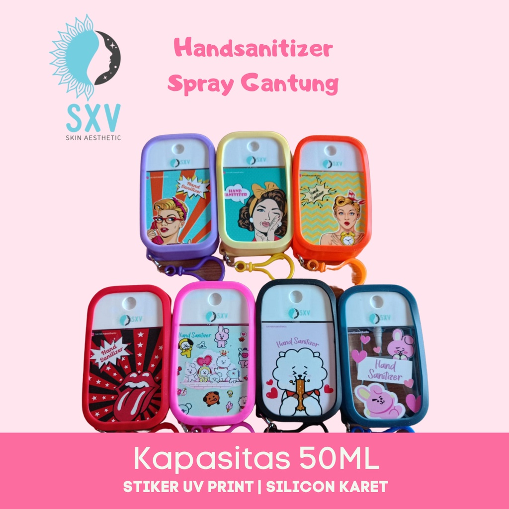 HAND SANITIZER GANTUNG SPRAY KAPASITAS 50ML STICKER UV PRINT