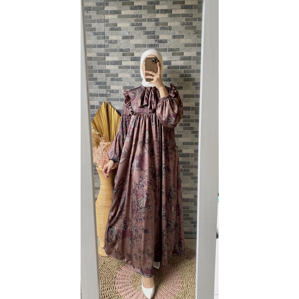 Lyana Dress Wanita / Gamis Armany Silky / Busui friendly
