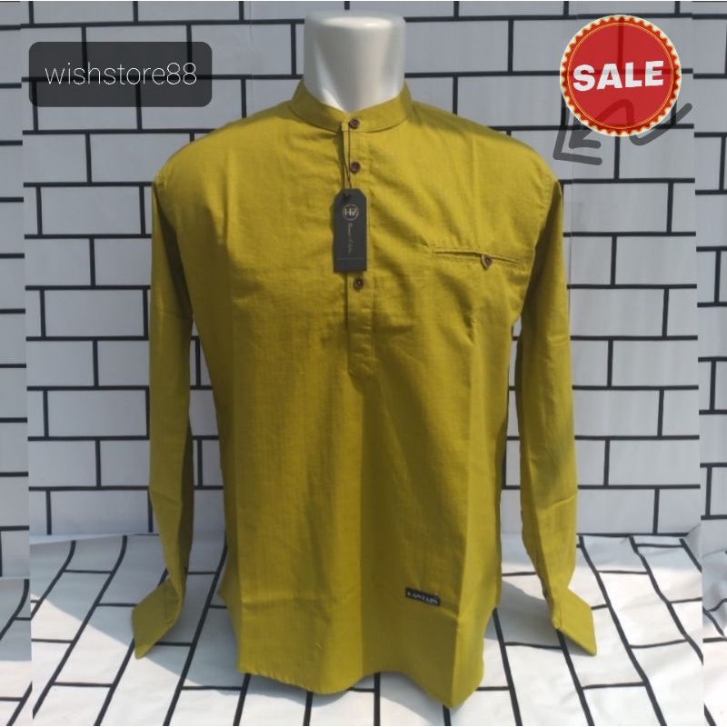 KEMEJA KOKO PRIA/HIJAU LEMON BAJU KOKO BERKUALITAS/BAJU MUSLIM TERJANGKAU