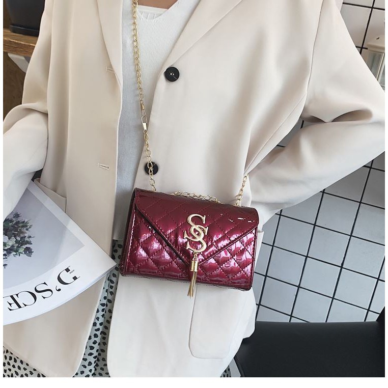 FYGALERY FYG1350 Tas Selempang Wanita Glossy Sling Bag Perempuan Elegan Fashion Korea