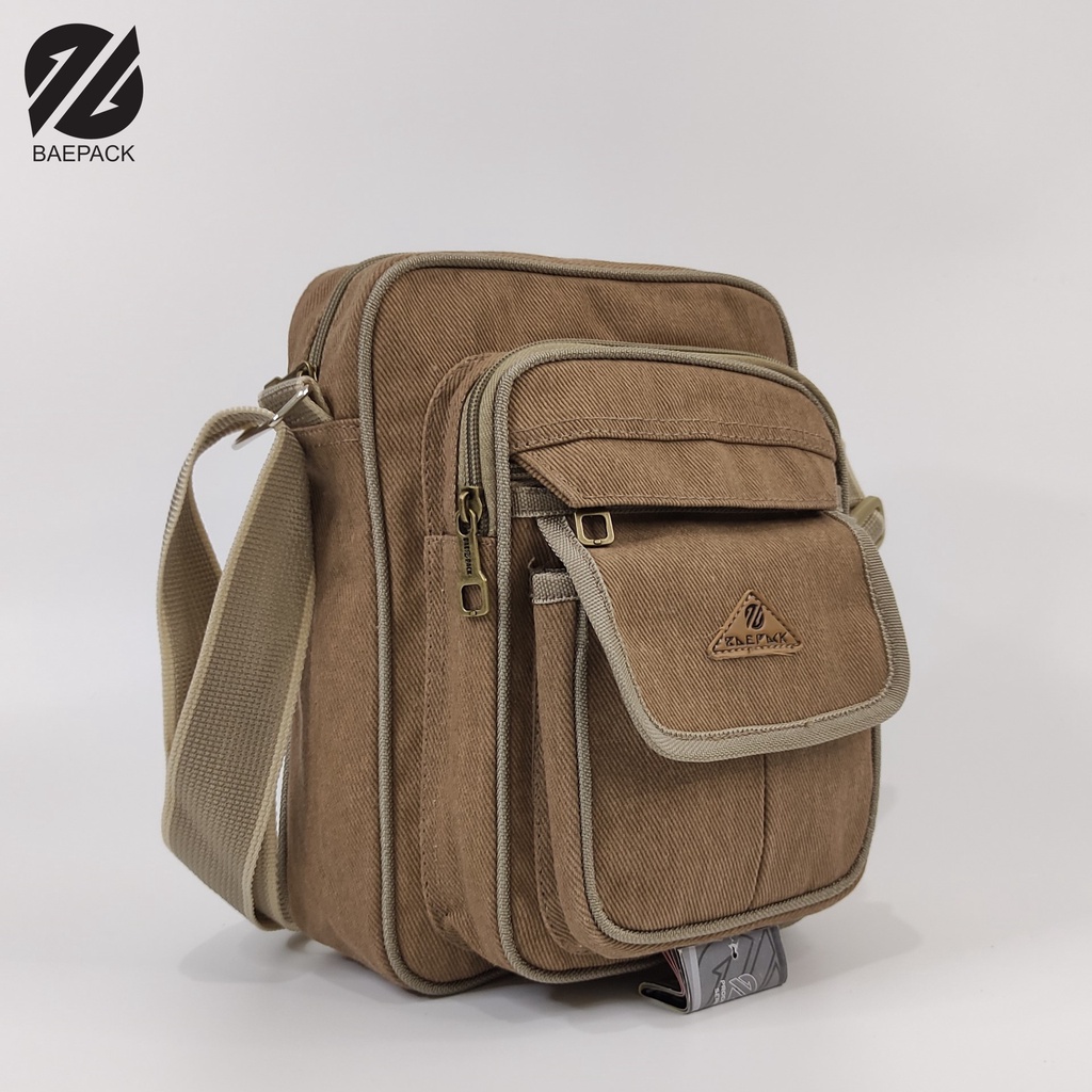 Tas Selempang Kanvas Pria Dewasa Xenof Brown Original Baepack / Tas Bahu Canvas Pria Cowok  / Tas Bahu Premium Lokal Produsen BandungViral Kekinian