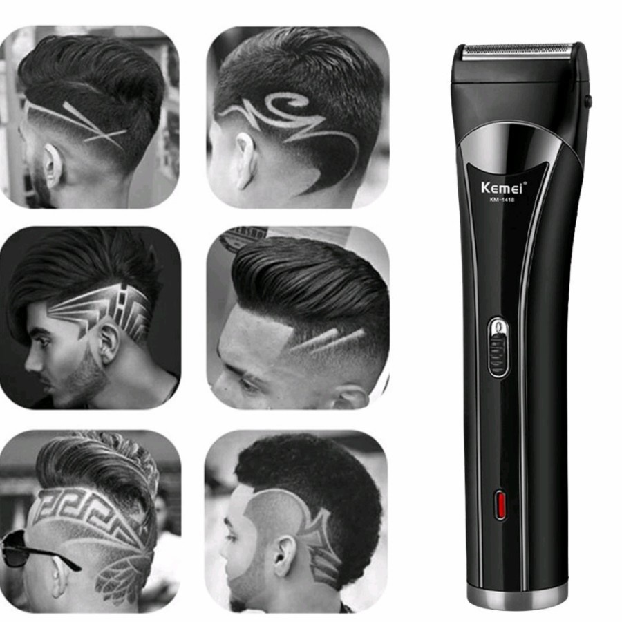 COD Mesin Cukur Clipper Kemei KM-1418 Sistem Cas Alat Mesin Cukur Rambut Kumis Jenggot