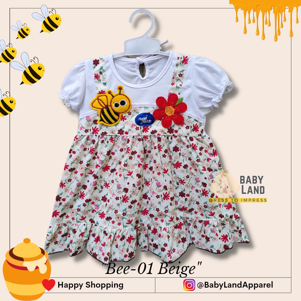 (Big Bee-01) Dress bayi perempuan 12-24 bulan 1-2 tahun  / baju bayi anak perempuan lucu Planet Kidz