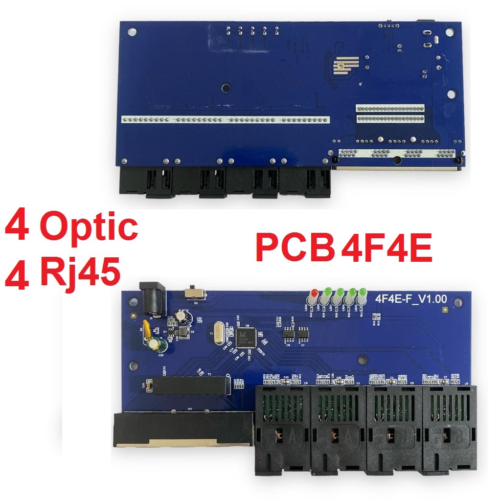 PCB Media Converter Fiber 2 FO SC Port 4 LAN Rj45 Optik Optical 6 SC 2 RJ45 Transceiver Ethernet Switch 4 Port dengan Adapter