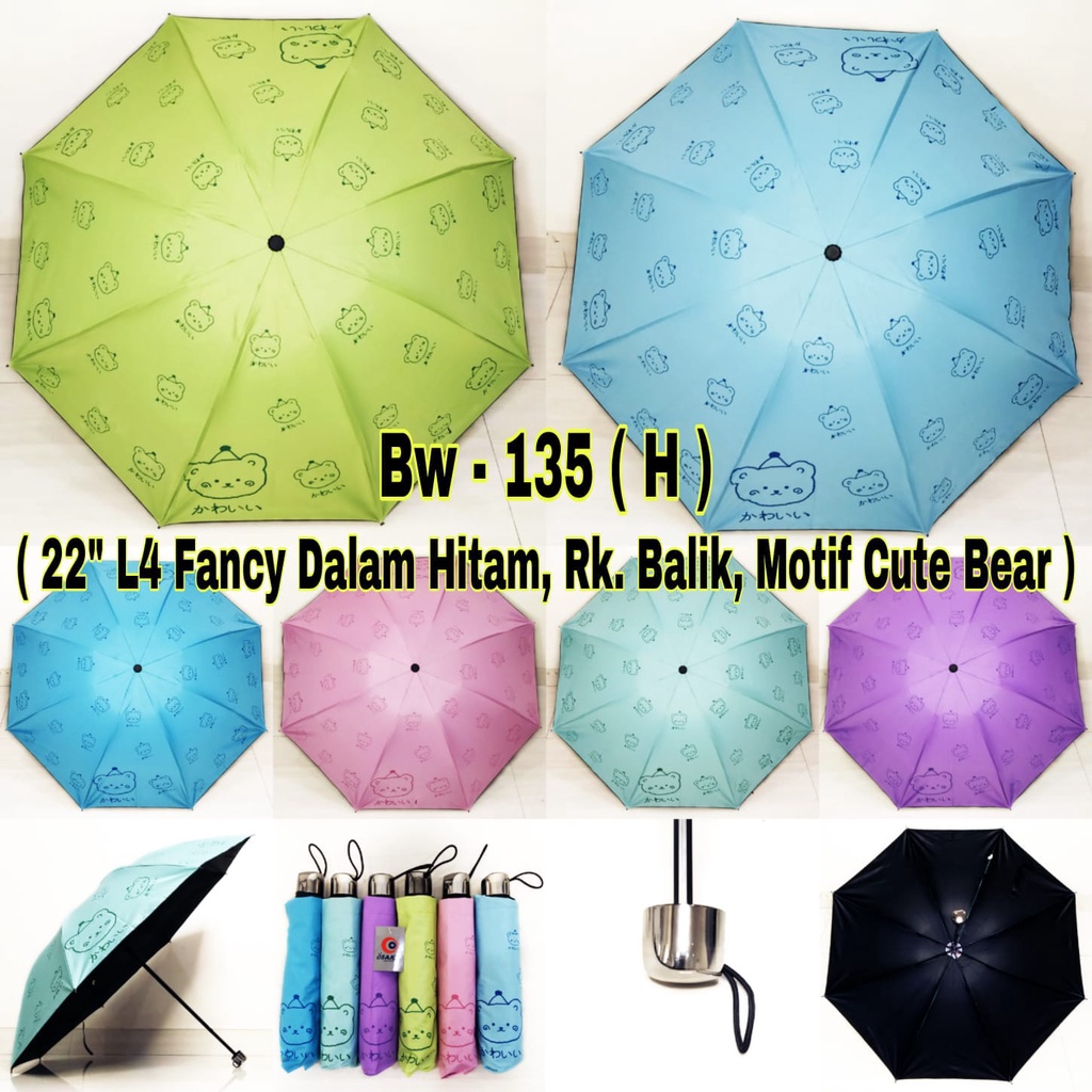 Payung Lipat 4 Fancy Karakter Cute Bear ANTI UV merk OSAKA BW-135H