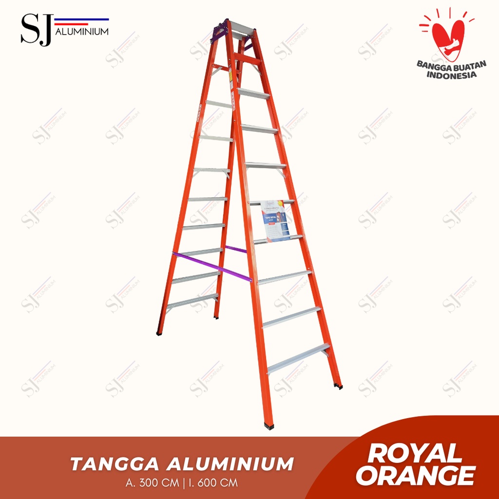 Jual Tangga Lipat Aluminium Ladder Multifungsi Jumbo Royal Orange PC