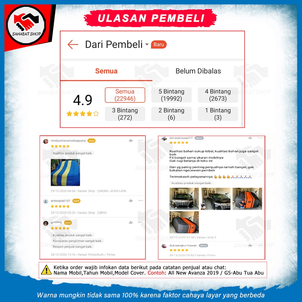 Sahabat Body Cover Mobil Chariot / Sarung Penutup Mitsubishi Chariot Outdoor 2003 2004 2005 2006 2007 2008 2009 2010 2011 / Tutup Mantel Selimut Mantol Jas Pelindung Kerudung Kerodong Terpal Tutupan Kelambu Pembungkus Mobil Anti Air Waterproof Model Biru